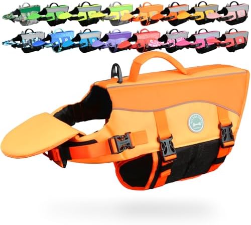 VIVAGLORY Front Float Dog Life Vest, Dog Life Jacket for Swimming...