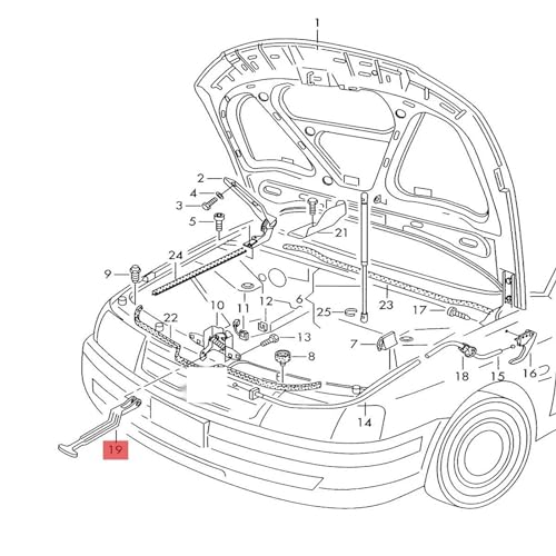 Capot bloqué sur Passat B5 ? Solution avec le levier de déverrouillage 3B0823593