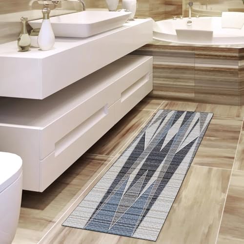 Alfombra lavable para pasillo gris de 100 x 260 cm con base de seguridad 4