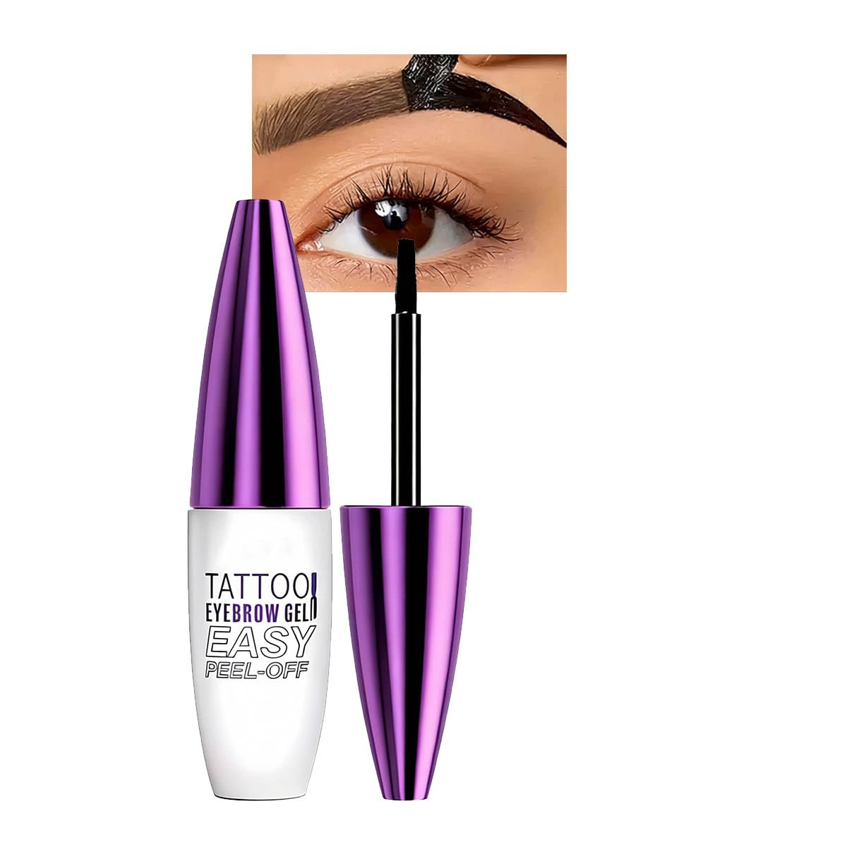 3-Day Peel Off Eyebrow Gel Kit - Waterproof Hypoallergenic Tint - Long-Lasting Natural Brow Makeup, Easy Peel-Off Applicator - Ideal Gift for Women & Men (01# Brown)
