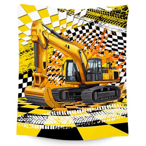 Kids Blanket Gifts, Construction Truck Blankets for Boys, Excavator Throw for Men Adults, Soft Plush Throw for Car Lovers, 60"x80"