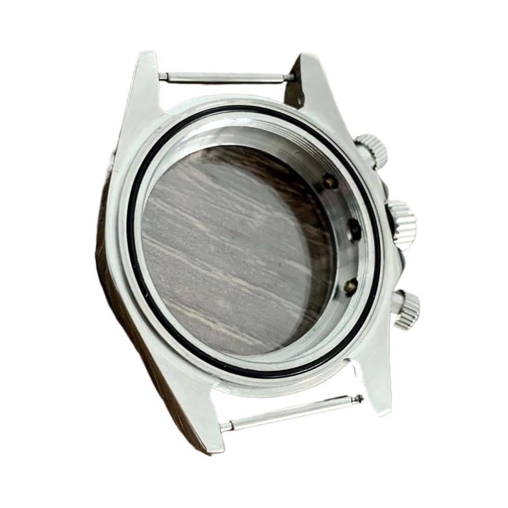 Convient au Mouvement VK63 Boîtier en Acier Inoxydable 39 mm Boîtier de Montre en Acier Inoxydable for Miroir Saphir Couronne argentée(Black Hour Marker)