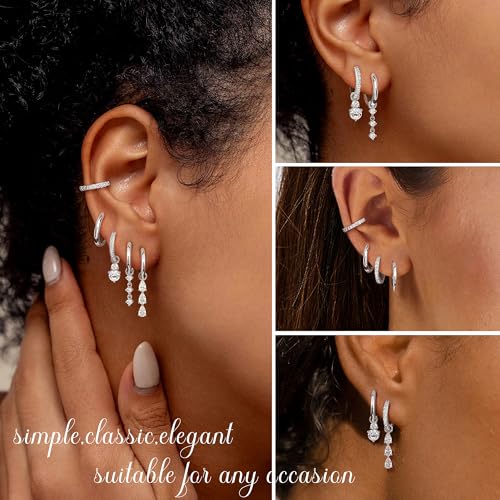 14K Gold Earring Charms for Hoops : 925 Sterling Silver Earrings Hypoallergenic Small Huggie Hoop Earrings with Dangle CZ Charm Dainty Mix and Match Earring Pack for Women Men2