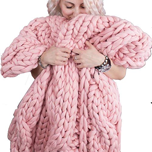 Manta De Punto Grueso, Manta Hecha A Mano De Lana Gruesa De Punto Grueso, Manta De Lana De Lana Merina, Tejido de Punto, Sofá De Silla De Cama para Mascotas, Manta De Cubierta, Regalo (I,40 * 60 cm)