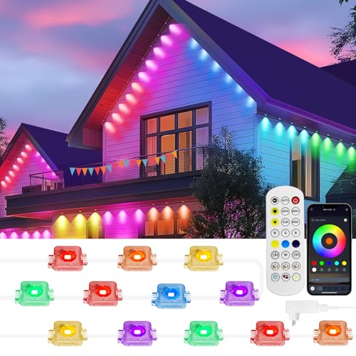 Permanente Außenbeleuchtung, 15M 30 Led Smart RGB IC Außenleuchten mit 72 Szenenmodi, IP67 wasserdicht Lichterkette außen, Arbeit mit APP und...