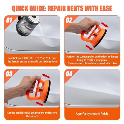Image of 3 Piece Efficient Dent Extractor & Dent Removal Kit - Handle Car Dent Extractor with Suction Cup, Kit for Body Dent, Glass, Screen, Tile Lift, and Object Movement (1 Large + 2 Small)