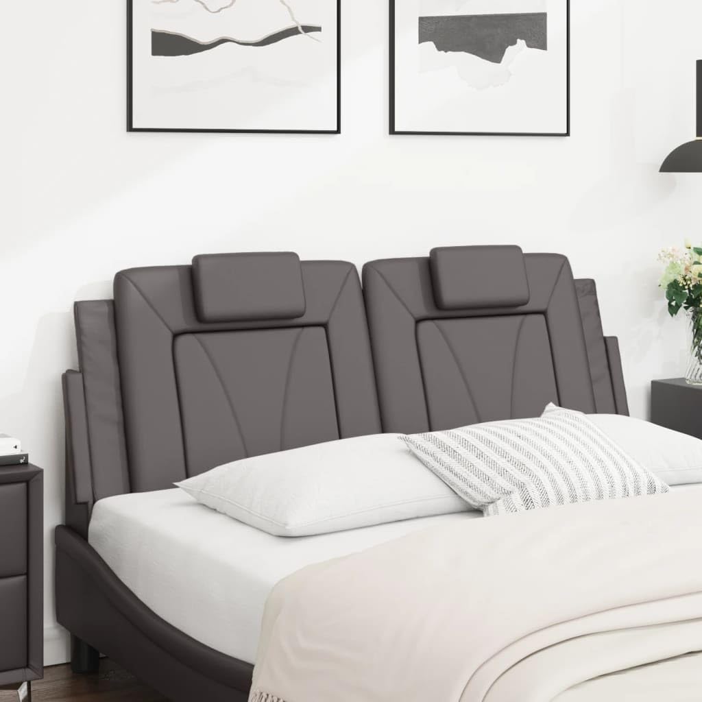 Coussin de tête de lit Gris 140 cm Similicuir,Tete de lit capitonnée,tête de lit à Poser au Sol