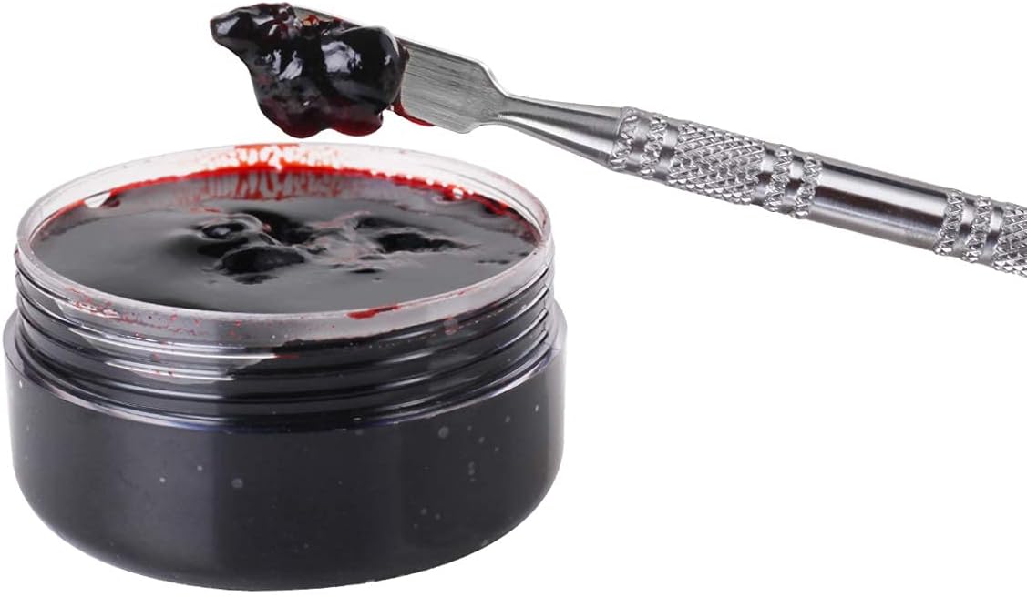 MEICOLY SFX Makeup Kit Scars Wax Halloween Special Effects Stage Fake Wound Modeling Skin Wax(1.67Oz) with Spatula, Black Stipple Sponge, Coagulated Blood Gel(1.06Oz),5ml Castor Sealer,01