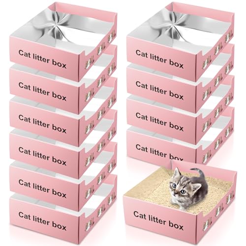 Paquete de 10 areneros desechables para gatos, tamaño mediano
