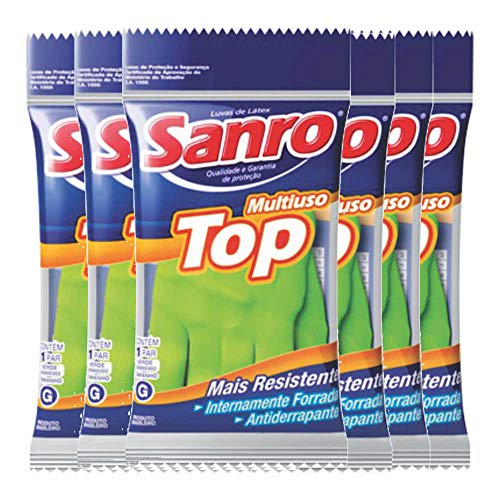 Luva De Proteção Multiuso Top Verde Caixa 6 Unid. Sanro (M)