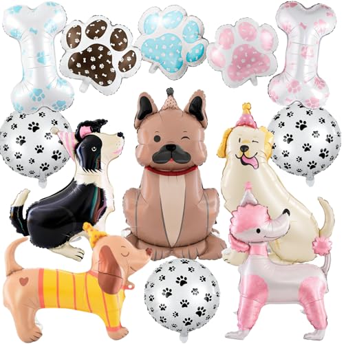 DIHUHAY 13-Pack Pet Dog Birthday Party Decorations Dog Balloons - Includes dog balloons bone and paw print balloons suitable for pet parties dog-themed party decorations and baby showers