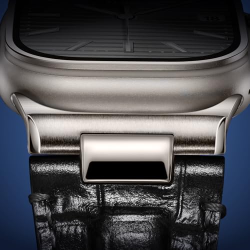 Image of Leather Band for Apple Watch Ultra 3 /Ultra 2 Bands 49mm 46mm 45mm 44mm, Top Genuine Leather Designer Replacement Strap for iWatch Ultra 3 2 1 SE series 11 10 9 8 7 6 5 4 3