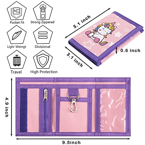Image of Kids Wallet for Boys Girls Teens Trifold, Canvas Toddler Wallet for Boys, Cute Zipper Wallets Youth with Coin Pocket Card Holders, Novelty Wallets for Childrens Birthday Gifts, Unicorn 01, 0.4