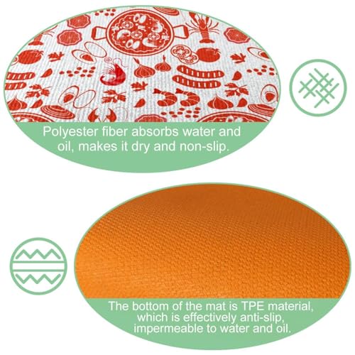 Tapetes de cocina antideslizantes VAPOKF con estampado de paella tradicional 6