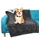 Catalonia Classic Waterproof Dog Blanket, Fleece Sherpa Puppy Blanket, Paw Print Blanket for Small D