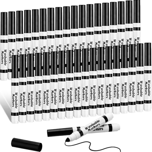 Janlaugh 36 Pcs Washable Markers Bulk Coloring Broad Line Markers for Kid Conical Tip Drawing Pen for Back to School Classroom Teacher Travel Art Baby Shower Party Supplies Ages 6+(Black)