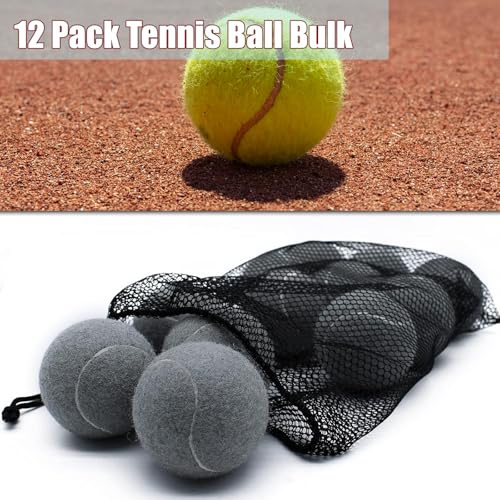 Image of Tennis Balls, Magicorange12 Pack Advanced Training Tennis Balls Practice Balls, Pet Dog Playing Balls, Come with Mesh Bag for Easy Transport, Good for Beginner Training Ball (Grey)