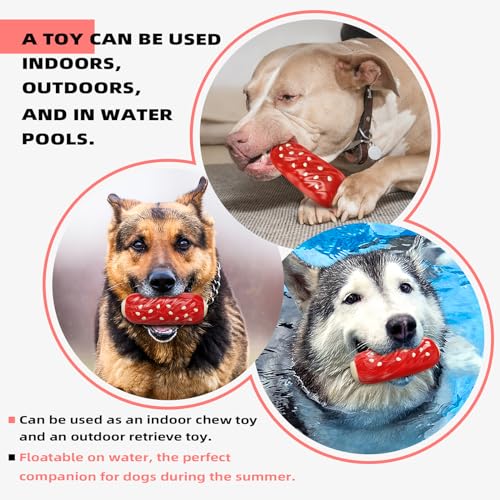 LiuMelinda Dog Chew Toys for Aggressive-Chewers - Indestructible Dog Toy for Aggressive Chewer,Tough Chew Toys for Dogs (Rubber Red Meat Stick)