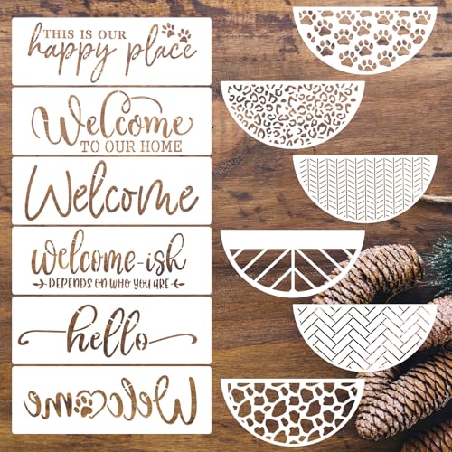 12 Inch Welcome Stencils for Wood Signs – Reusable Plastic Stenci...