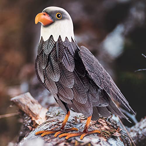 Natelf Garden Sculptures & Statues, Standing Metal Bald Eagle Yard Art Statue For Patio Pond Backyard Outdoor Decorations Multicolor #TOP9