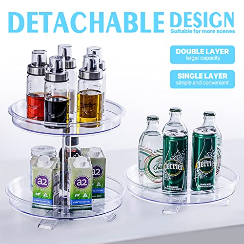 2 Tier Lazy Susan Turntable Organizer, Lazybison 360 Rotating Makeup Organizer For Vanity, Spice Rack Organizer For Kitchen Cabinet Pantry,10.7'' Inch (Clear) #TOP30