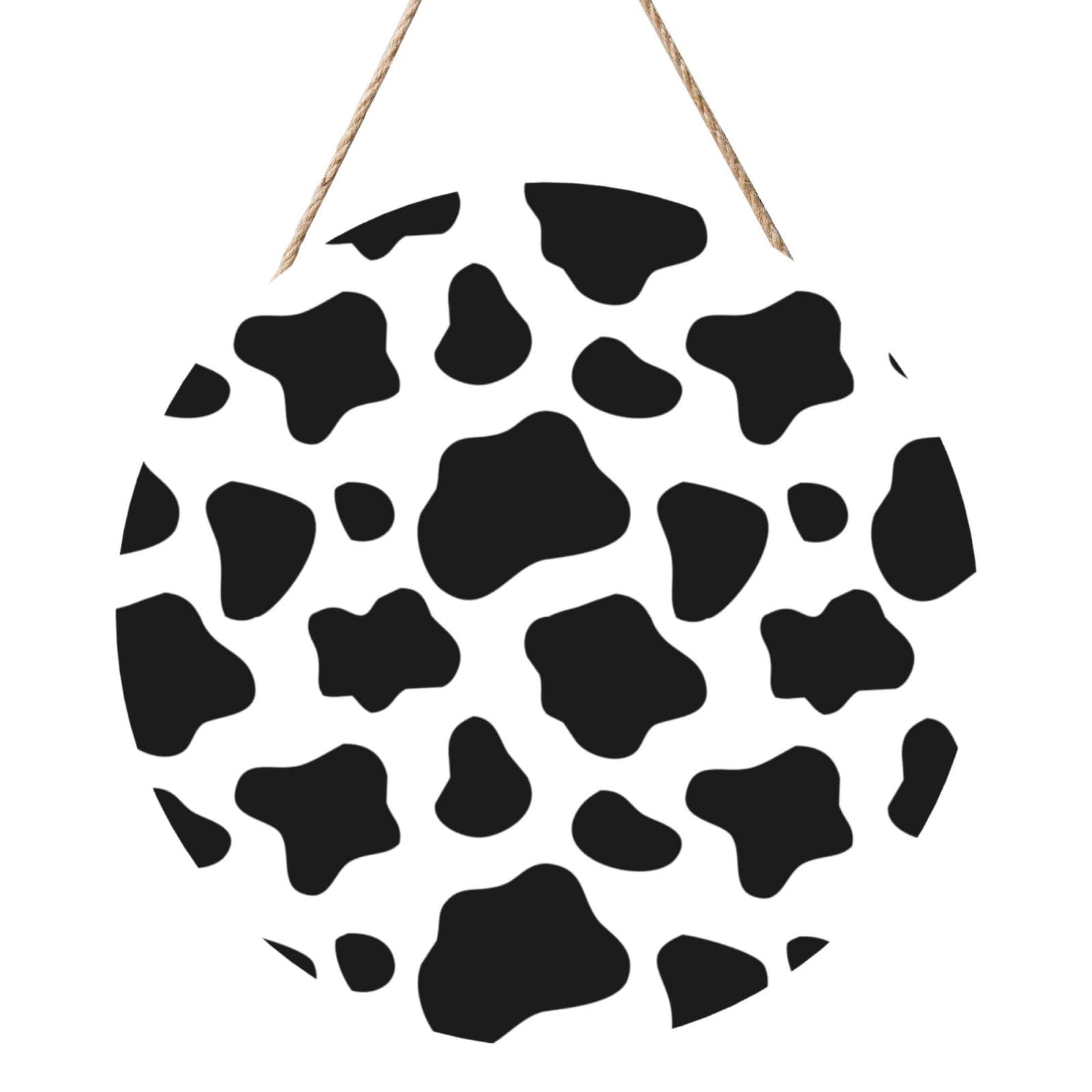 InOmak Cow, Round Wood Panel Painting 12 in, Wall Hanging Painting For Home