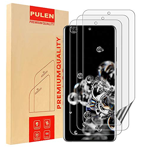 PULEN [3 Pack] Compatible con Samsung Galaxy S20 Ultra 6.9 Inch Protector de pantalla, cobertura completa de película de TPU [no cristal] antiarañazos, HD transparente película antiburbujas
