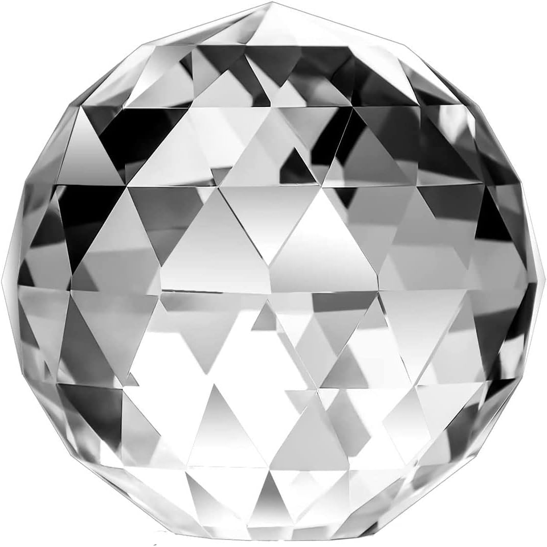 Kebica 50mm (2") Prism Cut Crystal Glass Ball Paperweight Home Decor Gift (Clear Transparent)
