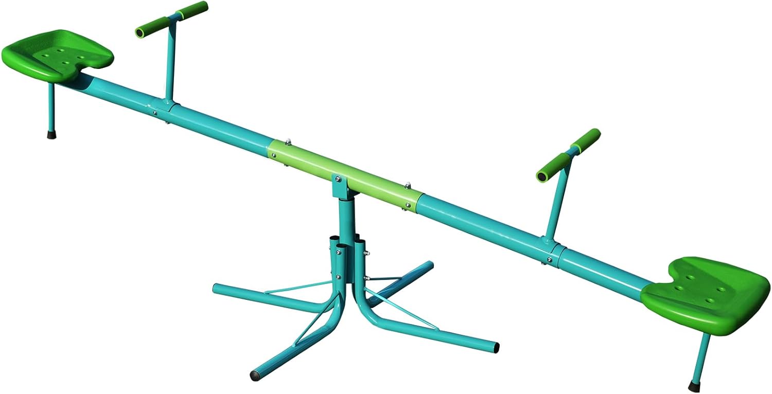 Seesaw for Kids Outdoor, 360° Rotating Seesaw Outdoor Teeter Totter with Sit and Spin Design for Backyard Park & Balcony Ideal Outdoor Toys for Kids Ages 3 4 5 6 7 8