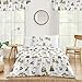 Sweet Jojo Designs Woodland Forest Animals Boy Girl Gender Neutral Unisex Twin Comforter Set Single Size Bedding Kids Teen College Dorm Bed Room 4p Brown Bear Owl Hedgehog Fox Tree Animal Friends Deer