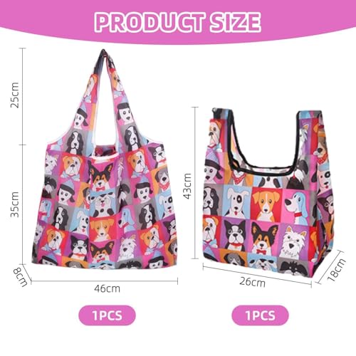 1 Stück Cartoon-Hund-Einkaufstasche Und 1 Stück Cartoon-Hund-Lunchbox-Tasche, Einkaufstasche Mit Großer Kapazität, Tragbare Faltbare Aufbewahrungstasche