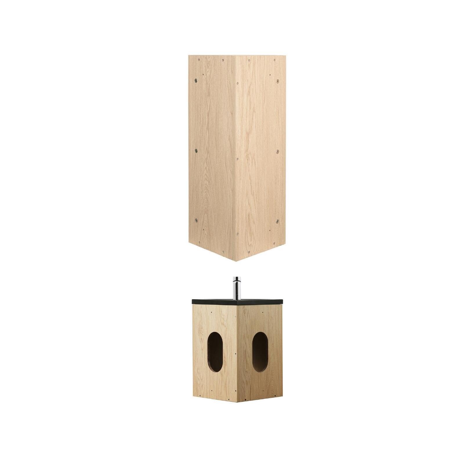 MOB-IN Ensemble Lave-Mains Angle Suspendu avec Robinet et Armoire d'angle décor chêne