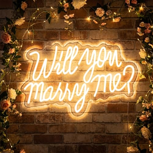Will You Marry Me Neon Letter Sign, 21.7x13.8 Inch...