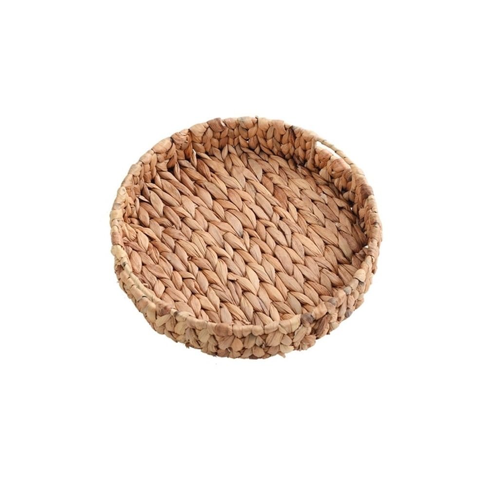 FZL02068LM Fruit Bowl Rattan Wicker Basket Handwoven Fruit Tea Snack Bread Cosmetic Round Storage Box Versatile(Medium)