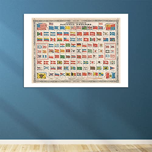 Tableau drapeaux du monde Johnson grand format mat d'archivage décoratif - 4