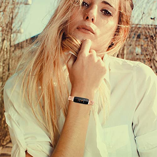 Watchband for Fit bit inspire 3 Bands, Rhinestones Ajustable Bracelet 5.5"-8.1" Unique Stainless Steel Accessories Strap Replacement Band For Fit bit inSpire 32