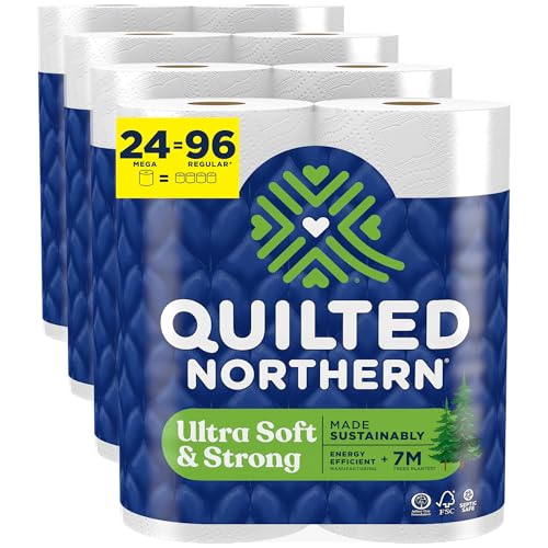Quilted Northern Ultra Soft & Strong Toilet Paper, 24 Mega Rolls = 96 Regular Rolls, 5X Stronger*, Premium Soft Toilet Tissue