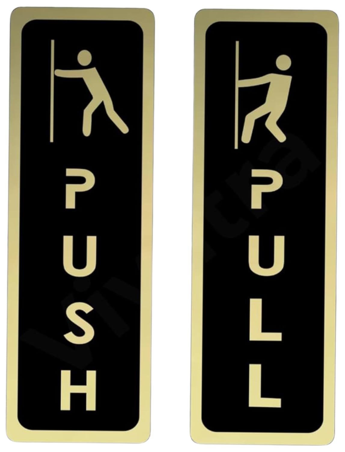 Amazon Brand WeThinkeer Push Pull Golden Black Glass Door Acrylic Signage Sticker, Self-Adhesive 6 Inches Door Sign for Office, Stores, Cafe, Hotel, Restaurant, Business & Shop (Vertical)