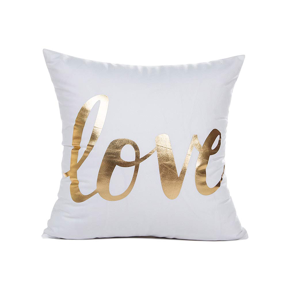 MHB Bronzing Flannelette Home Pillowcases Throw Pillow Cover with Love Letter Pattern Design