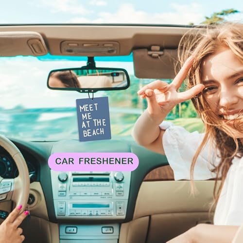 Image of Cute Preppy Beach Car Air Freshener, Pink and Blue Coastal Seashell Starfish Beachy Air Freshener Hanging 3 Pcs for Cars Closet Drawer or Books, Girly Beach Car Accessories Mirror Decor for Women