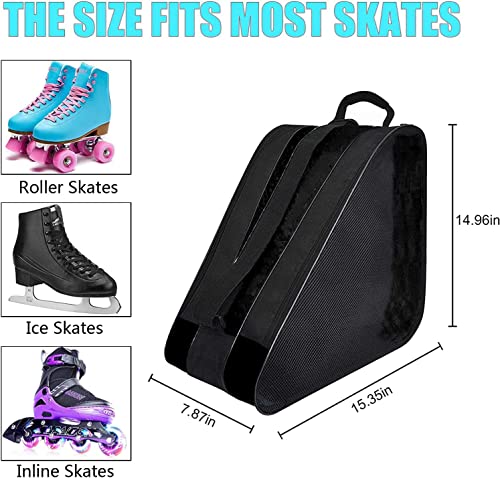 Peyorom Skate Bags, Great for Roller Skates, Ice Skates, Quad Skates, Inline Skates, Rollerblade, Figure Skates, Ice Hockey Skate - Skate Accessories for Kids and Adults (2pcs Blue + Black) by Peyorom - Image 2