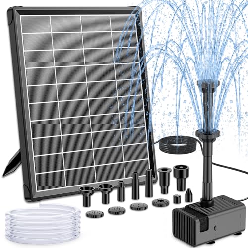 NFESOLAR 6.5W Solar Fountain Pump for Bird Bath, Solar Water Fountain with Dry-run Protection Water Pump, 8 Nozzles Modes, 5Ft Tubing for Pond, Bird Bath, Backyard DIY Water Feature Used