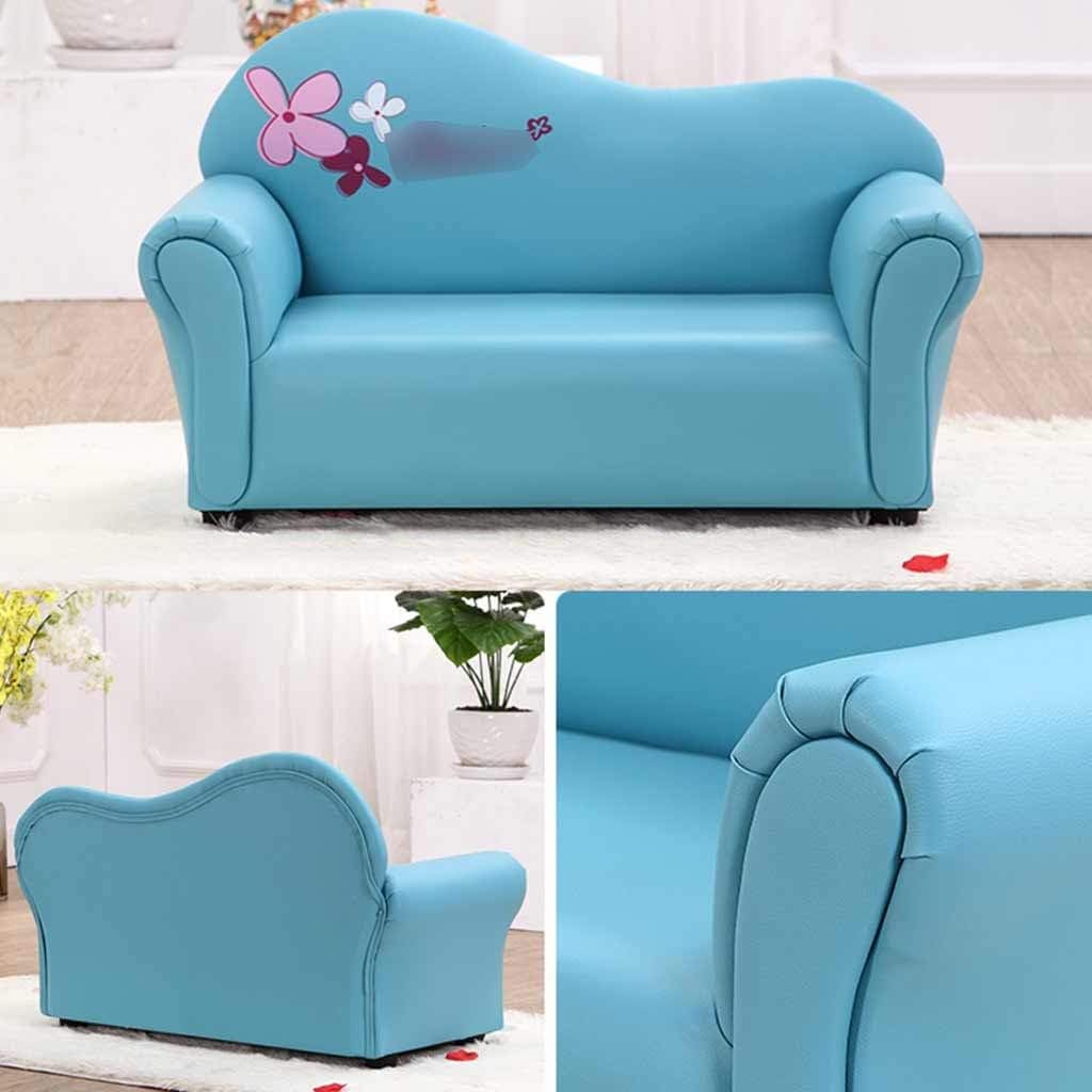 Couch Small Cute Cartoon Print Double Sofa Chair Boy and Girl Princess Bedroom Eco-Friendly Leather Art Armchairs No Assembly Required (Color : Red Size : 503783cm) (Light Blue 50*37*83cm)