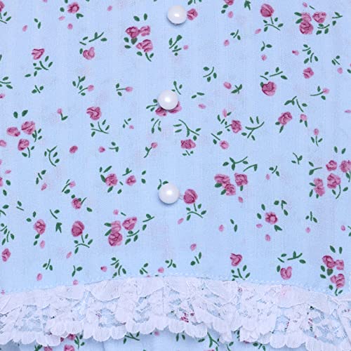 Mutou Prairie Dresses Girls Colonial Costume Pioneer Girl Costume Floral Pilgrim Dress Lace Long Sleeve, Blue, Xl #TOP4