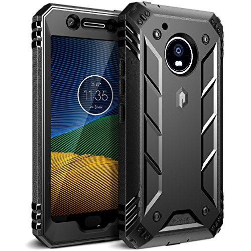 Poetic Revolution Moto G5 Case with Hybrid Heavy Duty Protection and Built-in Screen Protector for Motorola Moto G5 (2017) Black
