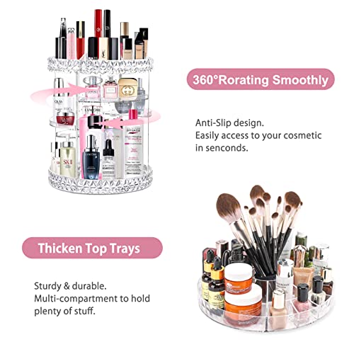 V-Hanver 360 Rotating Makeup Organizer Perfume Organizer With 8 Adjustable Layer Clear Cosmetic Storage Display Case Large Capacity Acrylic Beauty Organizer For Vanity Countertop Or Bedroom Dresser #TOP3