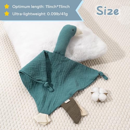 Image of ZIGJOY Baby Lovey Muslin Cotton Baby Security Blanket Soft Breathable Lovies for Babies Gifts for Newborn Infant Toddler Boys and Girls, Swan Blue