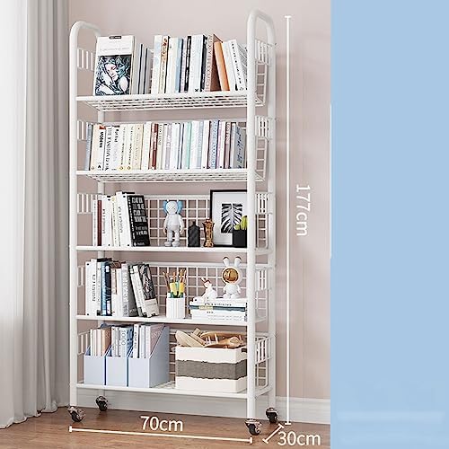 Multifunctional Rolling Bookshelf with 360° Wheels - Versatile Slide-Out Storage Cart for Home, Office, and Classroom Organization & Display