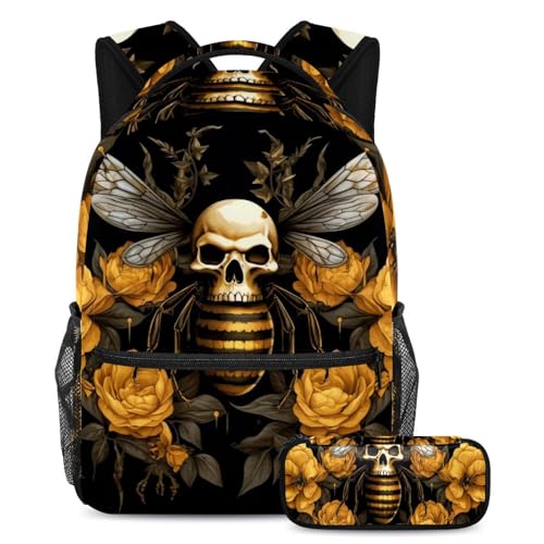 Sac d'école tendance 2 pièces pour filles et garçons avec motifs fleurs multicolores