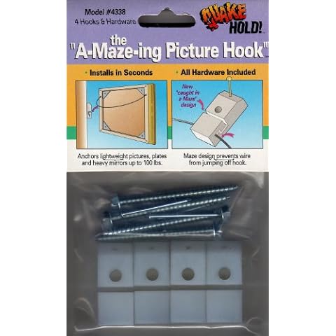 Ready America 4338 Anti-Fall Heavy Duty Picture Hook, 4Piece, 100 Lb. Load Capacity, 1 Pack Cover